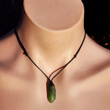 NZ Greenstone Pounamu Natural Freeform Pendant Necklace (N975)