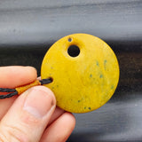 NZ Greenstone Pounamu Disk Pendant Necklace (N422)