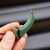 NZ Greenstone Pounamu Hook Pendant Necklace (N215)
