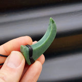 NZ Greenstone Pounamu Hook Pendant Necklace (N215)