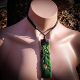 NZ Greenstone Pounamu XL Manaia Toki Pendant Necklace (N960)
