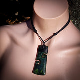NZ Greenstone Pounamu Double Koru Toki Pendant Necklace (N1007)