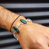 Solid Sterling Silver & Natural Labradorite Handmade Chain Bracelet