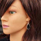 Solid Sterling Silver & Natural Black Onyx Handmade Hanging Hook Earrings