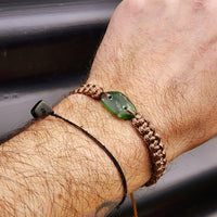 Natural Greenstone One Off Macrame Bracelet (1A3-766)