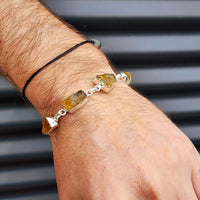 Solid Sterling Silver & Natural Raw Citrine Stone Handmade Chain Bracelet