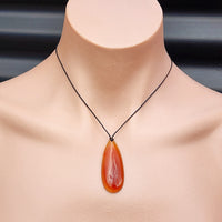 Natural Agate Carved Drop Pendant Necklace (1BBB220)