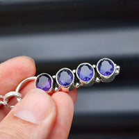 Handmade Solid Sterling Silver & 4x Setting Natural Amethyst Pendant Necklace