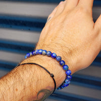 6mm Natural Lapis Lazuli Elastic Bead Bracelet
