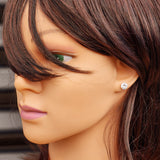 7mm Clear CZ & Solid 925 Sterling Silver Round Stud Earrings