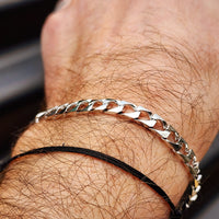 Solid 925 Italian Sterling Silver 5.5mm Curb Chain Bracelet