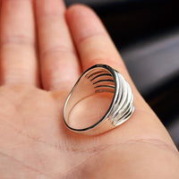 Solid 925 Sterling Silver 15mm Oxidized Spiral Cage Ring