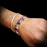 Solid 925 Sterling Silver & Natural Amethyst Handmade Chain Bracelet