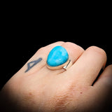 Solid 925 Sterling Silver & Natural Larimar Irregular Shaped Ring