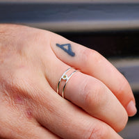 Solid 925 Sterling Silver & Natural Peridot Double Band Ring