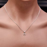 Solid 925 Sterling Silver 7.5mm Heart Pendant Necklace - Italian Silver Chain