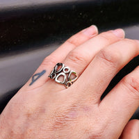 Solid 925 Sterling Silver 15mm Chunky Multi Shaped Ring