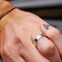 (R) Solid 925 Sterling Silver Textured Hammer Finish 5mm Band Ring
