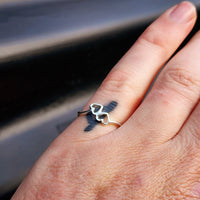 (O) Solid 925 Sterling Silver Double Heart Ring