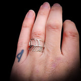 Solid 925 Sterling Silver Plant Leaf Band Ring