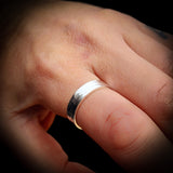 (T) Solid 925 Sterling Silver Rustic Hammer Textured Band Ring