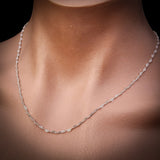 Solid 925 Italian Sterling Silver 2mm Heart Chain Necklace