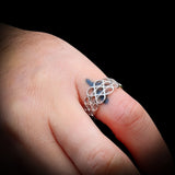 (T) Solid 925 Sterling Silver Honeycomb 10mm Wide Band Ring
