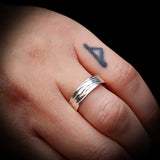 (T) Solid 925 Sterling Silver Textured Wave Finish 6mm Band Ring