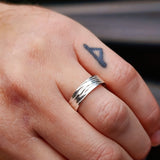 (T) Solid 925 Sterling Silver Textured Wave Finish 6mm Band Ring