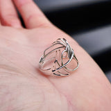 Solid 925 Sterling Silver Plant Leaf Band Ring