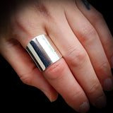 (T) Solid 925 Sterling Silver Rustic Handmade Barrel Cuff Ring