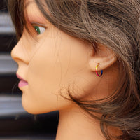 12mm Solid 925 Sterling Silver Rainbow Hoop Sleeper Earrings