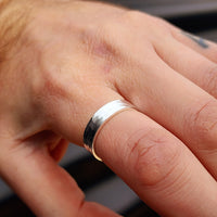 Solid 925 Sterling Silver Rustic Hammer Textured Band Ring