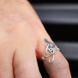 (M) Solid 925 Sterling Silver Treble Clef Music Note Ring