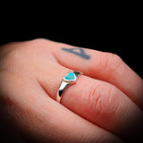 Solid 925 Sterling Silver & Natural Turquoise 6mm Heart Ring