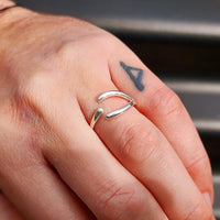 Adjustable Solid 925 Sterling Silver Wishbone Ring