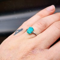 Solid 925 Sterling Silver & 10mm Clawed Natural Turquoise Solitaire Ring
