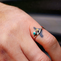 Solid 925 Sterling Silver & 3x Mixed Gemstone Branch Ring