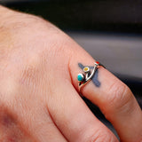 Solid 925 Sterling Silver & 3x Mixed Gemstone Branch Ring