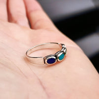 (T) Solid 925 Sterling Silver & 4x Mixed Gemstone Setting Ring