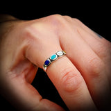 (T) Solid 925 Sterling Silver & 4x Mixed Gemstone Setting Ring