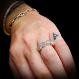 Solid 925 Sterling Silver & Raw Irregular Moonstone 4x Setting Handmade Ring