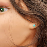 Solid 925 Sterling Silver & 5mm Natural Amazonite Round Stud Earrings