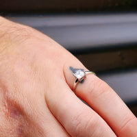 (O) Solid 925 Sterling Silver & 5mm CZ Diamond Square Solitaire Ring