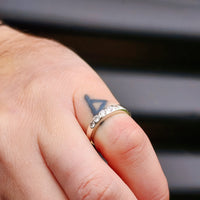 (M) Solid 925 Sterling Silver & 5x Created Diamond Band Ring