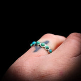 Solid 925 Sterling Silver & Natural Turquoise 6x Setting Band Ring