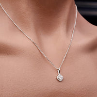 Solid 925 Sterling Silver & 8.5mm Simulated Diamonds Pendant Necklace
