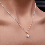 Solid 925 Sterling Silver & 8.5mm Simulated Diamonds Pendant Necklace