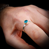 925 Sterling Silver & Blue Topaz hammer Finish Handmade Ring