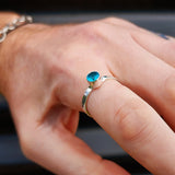 925 Sterling Silver & Blue Topaz hammer Finish Handmade Ring